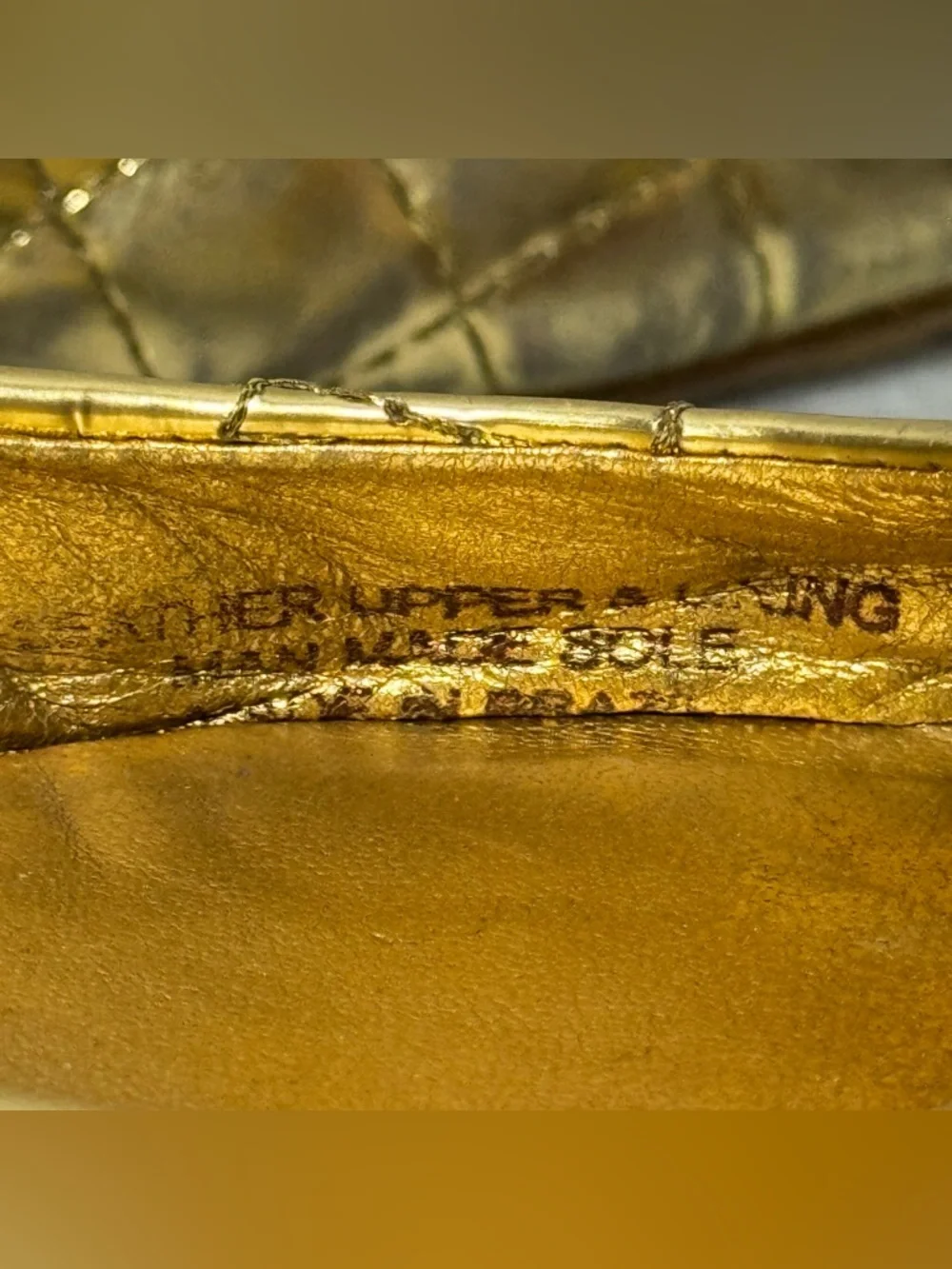 Tory Burch Quinn Metallic Gold Quilted Logo Slip-On Ballet Flats
